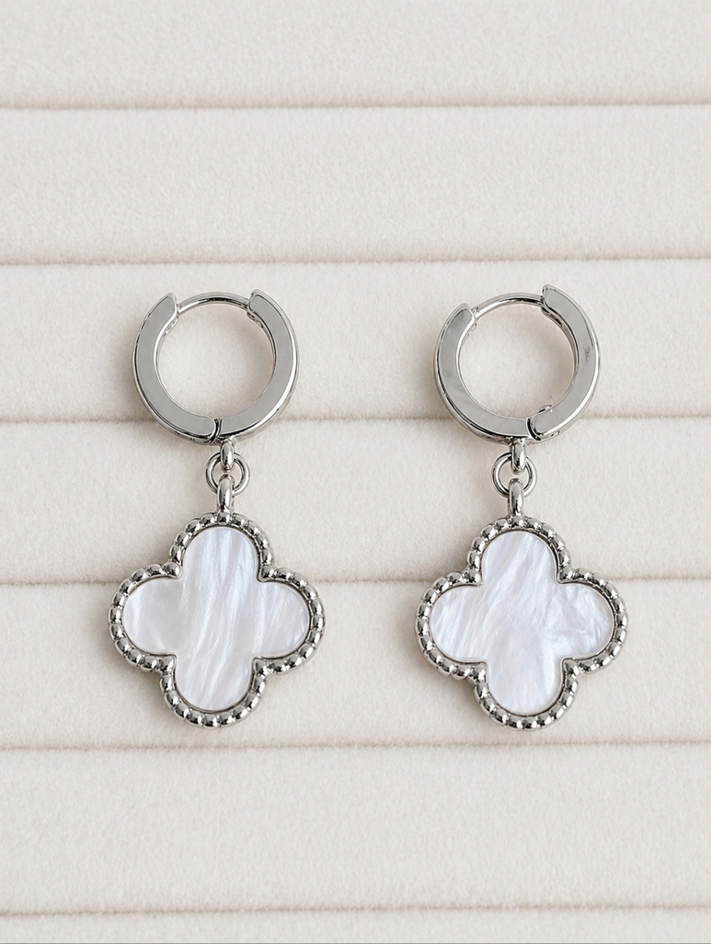 Mother of Pearl Clover Hoop Earrings | Chic Minimal Luxe 🤍